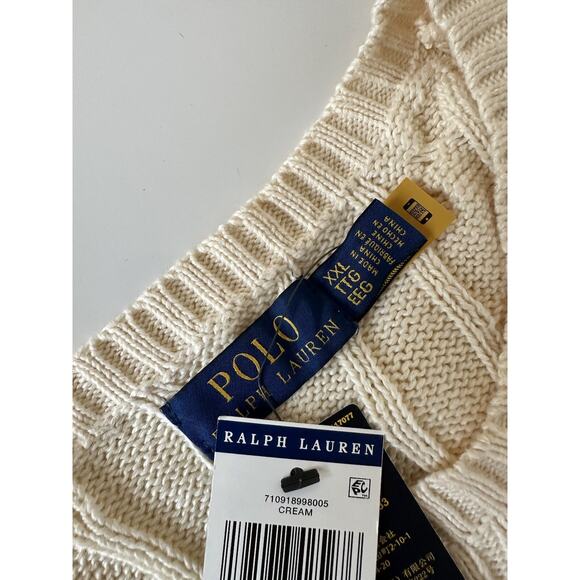 Polo Ralph Lauren Men's Knit Cotton Sweater Cream 2XL/2TG NWT $138 - Picture 5 of 7